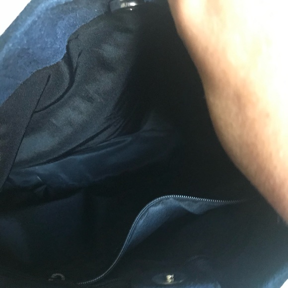 Liz Claiborne Blue Suede Bag Woven Suede Front - Picture 7 of 7